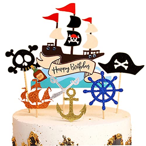 Houhounb Happy Birthday Cake Toppers Set Pirate Tortenstecker Piraten Kuchendeckel Piraten Kuchen Topper Cupcake für Kinder Mädchen Junge Halloween Party Muffin Deko,7 Stück Houhounb Happy Birthday Cake Toppers Set Pirate Tortenstecker Piraten Kuchendeckel Piraten Kuchen Topper Cupcake für Kinder Mädchen Junge Halloween Party Muffin Deko,7 Stück von Houhounb
