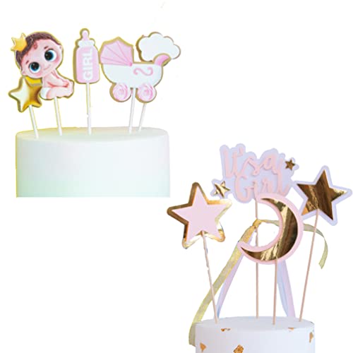 Houhounb It's a Girl Tortendeko Rosa Gender Reveal Cake Decorations Kuchen Topper Mädchen Babyparty Kinderwagen Stern Mond Cake Topper Zubehör Tortendekoration Baby Taufe,9 Stück Houhounb It's a Girl Tortendeko Rosa Gender Reveal Cake Decorations Kuchen Topper Mädchen Babyparty Kinderwagen Stern Mond Cake Topper Zubehör Tortendekoration Baby Taufe,9 Stück von Houhounb