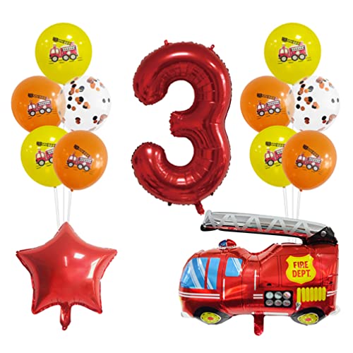 Houhounb Kindergeburtstag Feuerwehrauto Dekorationen 3.Geburtstag Luftballon Folienballons Feuerwehr Deko für Kinder Party Deko Birthday Decoration von Houhounb