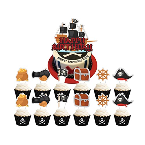 Houhounb Pirate Tortenstecker Set Happy Birthday Cake Toppers Piraten Kuchendeckel Piraten-Serie Kuchen Topper Cupcake für Kinder Mädchen Junge Halloween Party Muffin Deko,13 Stück Houhounb Pirate Tortenstecker Set Happy Birthday Cake Toppers Piraten Kuchendeckel Piraten-Serie Kuchen Topper Cupcake für Kinder Mädchen Junge Halloween Party Muffin Deko,13 Stück von Houhounb