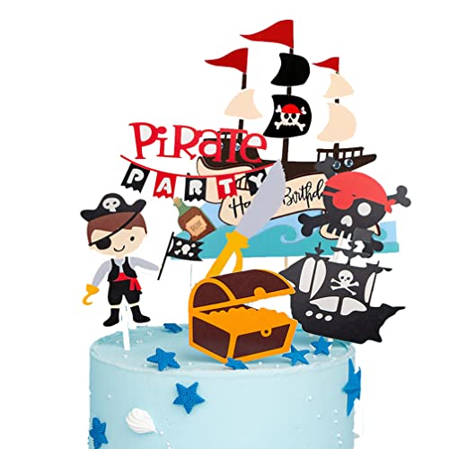 Houhounb Pirate Tortenstecker Set Happy Birthday Cake Toppers Piraten Kuchendeckel Piratenschiff Schatztruhe Kuchen Topper Cupcake für Kinder Mädchen Junge Halloween Party Muffin Deko,7 Stück Houhounb Pirate Tortenstecker Set Happy Birthday Cake Toppers Piraten Kuchendeckel Piratenschiff Schatztruhe Kuchen Topper Cupcake für Kinder Mädchen Junge Halloween Party Muffin Deko,7 Stück von Houhounb