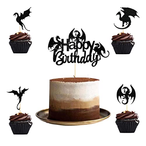 Houhounb Schwarzer Drache Cake Topper Cupcake Flying Dragon Geburtstag Kuchen Dekoration Cupcake Picks Kuchen Dekorationen für Dinosaurier Thema Party Dekorationen, 25 Stück Houhounb Schwarzer Drache Cake Topper Cupcake Flying Dragon Geburtstag Kuchen Dekoration Cupcake Picks Kuchen Dekorationen für Dinosaurier Thema Party Dekorationen, 25 Stück von Houhounb