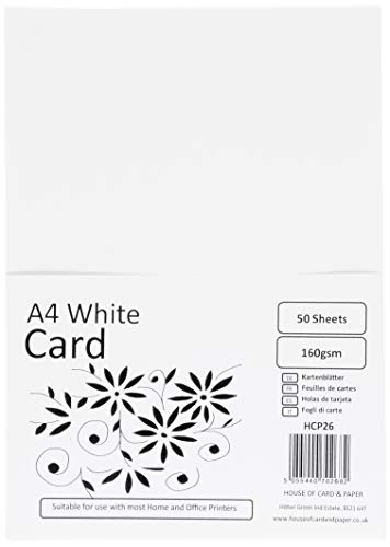 House of Karte & Papier GSM Tonpapier White (Pack of 50 Sheets) von House of Card & Paper