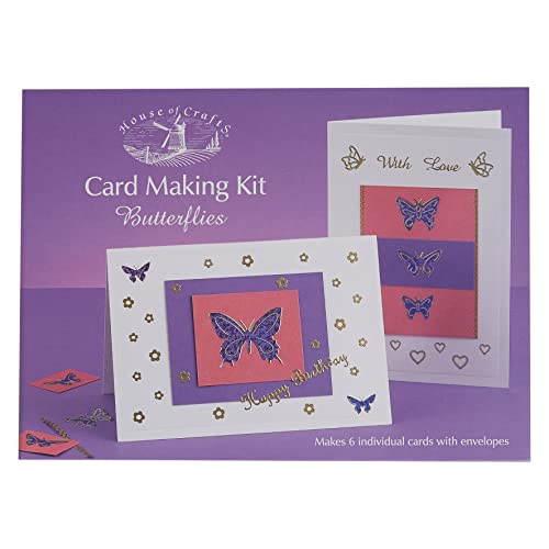 House of Crafts - Kartenbasteln Schmetterlinge Mini Kit Starter Hobby Set Einzigartige Geschenkidee mit 6 Karten und Umschlägen Peel Off Motive und Grüße PVA Kleber und Muster Geburtstag Einladungen House of Crafts - Kartenbasteln Schmetterlinge Mini Kit Starter Hobby Set Einzigartige Geschenkidee mit 6 Karten und Umschlägen Peel Off Motive und Grüße PVA Kleber und Muster Geburtstag Einladungen von House of Crafts