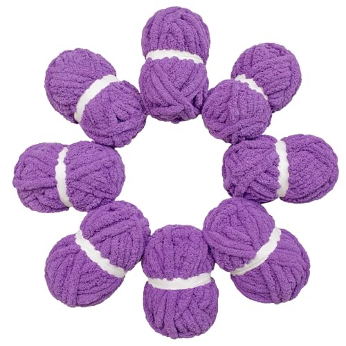 HouseABC Grobes Garn zum Handstricken, weiches Jumbo-Strickgarn zum Häkeln, für Decken, Schals, DIY, 8 Stück (Lila, 28 m, je 227 g) von HouseABC