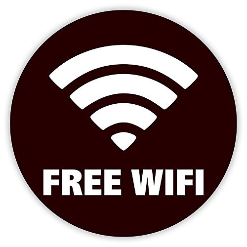 HouseholdBasics 4 x Aufkleber „Kostenloses W-LAN“ / „Free WiFi“ - rund (Ø 95 mm) von HouseholdBasics