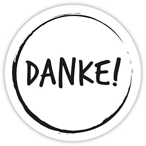 HouseholdBasics 50 x Moderner Danke-Aufkleber/Dankeschön-Sticker für Geschenke, Beutel und Umschläge (schwarz/weiß, rund, Ø 3cm) von HouseholdBasics