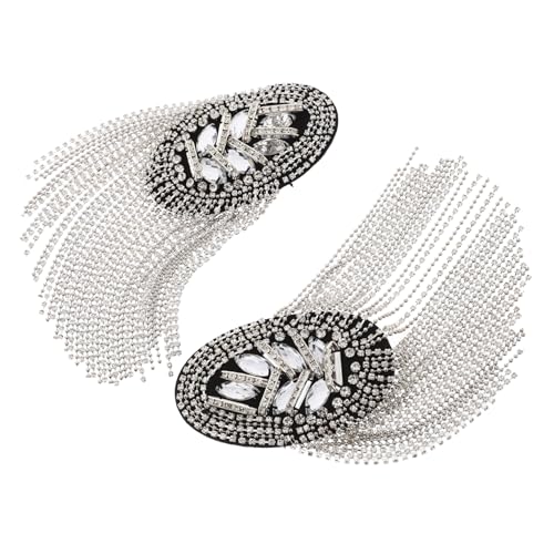 Housoutil 1 Paar Epatch -Zubehör Blazer Quasten einheitliches Zubehör Anzug Accessoires Männer Anstecknadel für Männer Gothic Strass-Schulterabzeichen Schulterklappe Silver von Housoutil