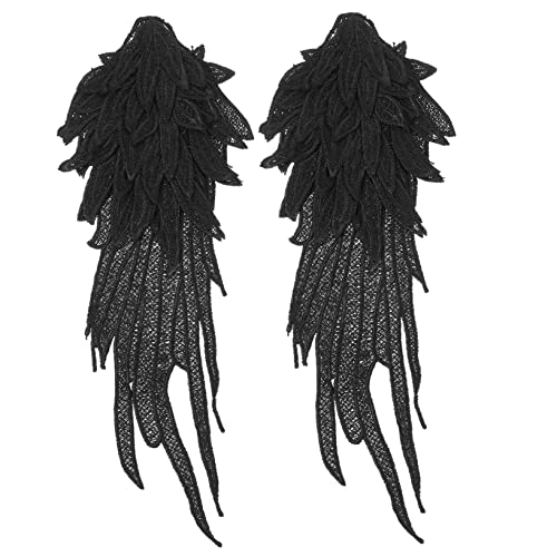 Housoutil 1 Paar Gestickte Flügel Stickerei Bestickt Patch Engel Kostüm Stoff Nähen Flecken Reparaturflicken Für Kleidung Dekorativer Engelsflügel Kleideraufnäher Black Polyestergarn von Housoutil