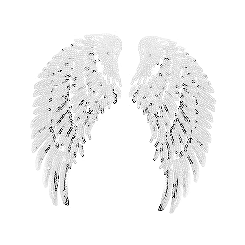 Housoutil 1 Paar Pailletten-flügel-patch Feenflügel Großer Aufnäher Mit Pailletten Flügelapplikation Schwarze Engelsflügel Engelsflügel-aufnäher Patches Genäht Zu Nähen Silver Polyester von Housoutil