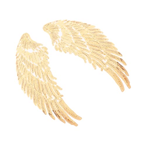 Housoutil 1 Paar Pailletten-flügel-patch Stickerei Flügel Patches Blau Feenflügel Für Erwachsene Verzierungen Engelsflügel Perlen Kleidung Cosplay Klein Bestickt Bügeleisen Golden Polyester von Housoutil