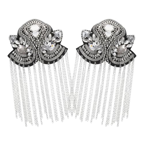 Housoutil 1 Paar Schulterklappen epauletten Schulterabzeichen Tassel Schultermarken Vintage Quastenschultern -Schulterbrett Zubehör gucken Fransen Epaulette Quaste Schultermarke Silver von Housoutil
