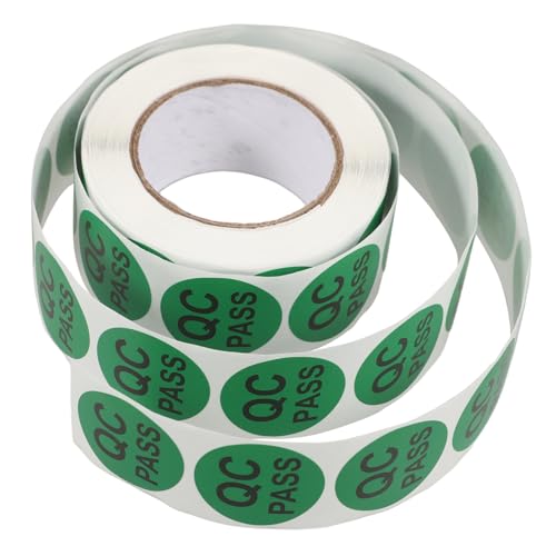 Housoutil 1 Rolle Aufkleber mit Qualitätsprüfetikett Wartungsaufkleber Tester-Aufkleber QC- -Aufkleber Runde QC-Zulassungsaufkleber QC-Zulassungsetiketten Aufkleber aus Kupferpapier Grün von Housoutil