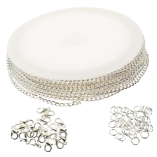 Housoutil 1 Rolle Bastelkette selber machen Klaue Anhängerverschluss Kreis Schließe Gold edelsteine schmucksteine Handgefertigtes Schmuckzubehör Kette zur Schmuckherstellung Legierung Silver von Housoutil