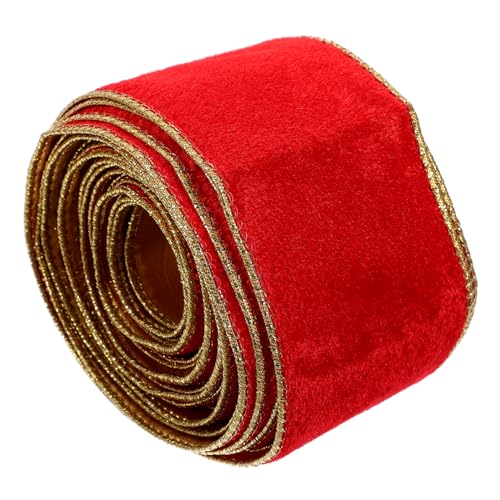 Housoutil 1 Rolle Beflocktes Gurtband seidenband ribbon weihnachtsek Schleife decor Party Bänder für Paketband für den täglichen Gebrauch Multifunktions-Geschenkband Polyester rot von Housoutil