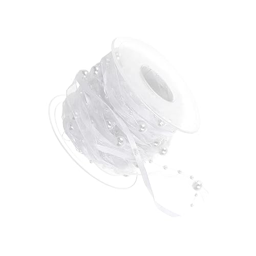 Housoutil 1 Rolle Blumenstraußbänder für Paket seidenband ribbon dekobänder schienbeinschoner tape geschenkband Einladung Schleife Chiffon Piyester-Gurtbänder für Partys Hochzeitsband Weiß von Housoutil