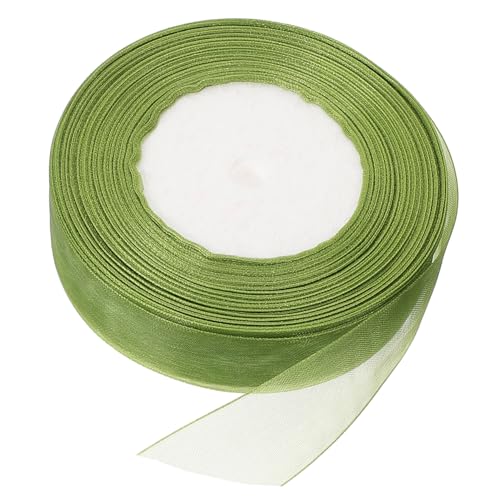 Housoutil 1 Rolle Chiffonband Satinband Dekorative Bänder Zum Basteln Kräuselband Leichte Partygeschenkboxen Weißes Band Sackleinen Goldenes Band Roségoldband Samtband Nylon Grün von Housoutil