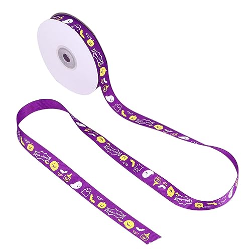 Housoutil 1 Rolle Halloween-Geschenkband gruselig Dekoration Schleife Party geschenkband halloween halloweendeko weihnachtsdeko Aufkleber Verpackungsband Halloween liefert Polyester Violett von Housoutil