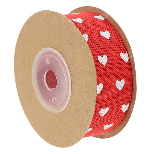 Housoutil 1 Rolle Herz Muster Geschenkband Yards Rotes Satinband für DIY Bastelprojekte Hochzeitsdekoration und Verpackungen Widerstandsfähig und Farbecht von Housoutil