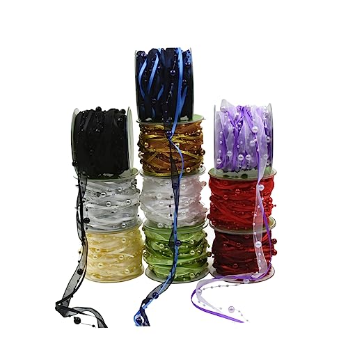 Housoutil 1 Rolle Hochzeitsband Perlenband Band zum Verpacken zerknittert Basteln hochzeitsdekoration wedding decoration Blumenstraußbänder für Paket Piyester-Gurtbänder für Partys Silver von Housoutil