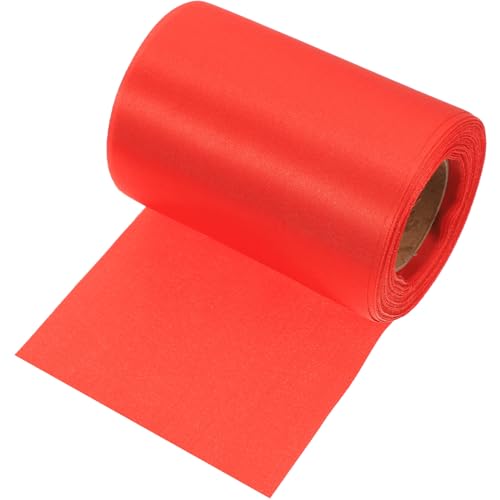 Housoutil 1 Rolle Hochzeitsdekorationsband doppelt weißer Tüllstoff Sackleinen Bögen Rotes Band für Luftballons Bogen seidenband ribbon Verpackung Verpackungsband rotes Wickelband Polyester von Housoutil