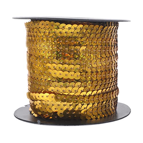 Housoutil 1 Rolle Paillettenband Trimmen, Basteln, Nähen Hotfix Bausätze Leinenstoff sewing accessories Kleidung Dekoration runde Kleidung Pailletten Paket Pailletten zum Basteln PVC Golden von Housoutil