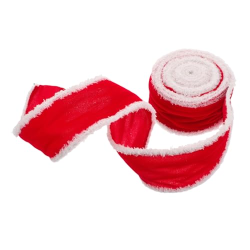 Housoutil 1 Rolle Schleifenapplikation Nähen Von Verzierungen Bänder Für Handwerk Wickelband Samtband Weihnachten Weißes Fellband Baumbänder Weihnachtsfeiertagsband Band Für Blumen Rot Nylon von Housoutil