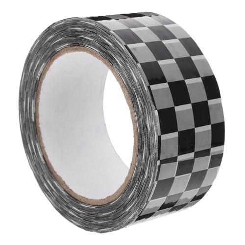 Housoutil 1 Rolle Schwarz-weiß kariertes Band Klebeband nachfüllen Packband, strapazierfähig starkes klebeband Verschlussband für Verpackungen Dichtungsband vintage deko Versandklebeband von Housoutil