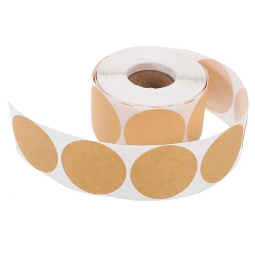 Housoutil 1 Rolle Selbstklebende Runde Braune Kraftpapier Aufkleber für Behälter und Organisation Vielseitige Beschriftungs Sticker mit Starker Haftung und Rückstandsloser Entfernung von Housoutil