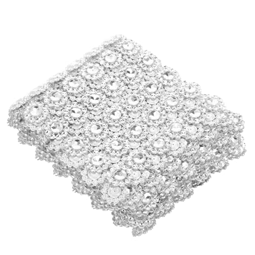 Housoutil 1 Rolle Sonnenblumenreihe Aus Diamanten Perlen Strasssteine ​​zum Basteln Tisch Blau Sackleinen Schleife Bausatz Kronleuchter Kette Hotfix Bündeln Dekoration Edelsteine Harz Silver von Housoutil