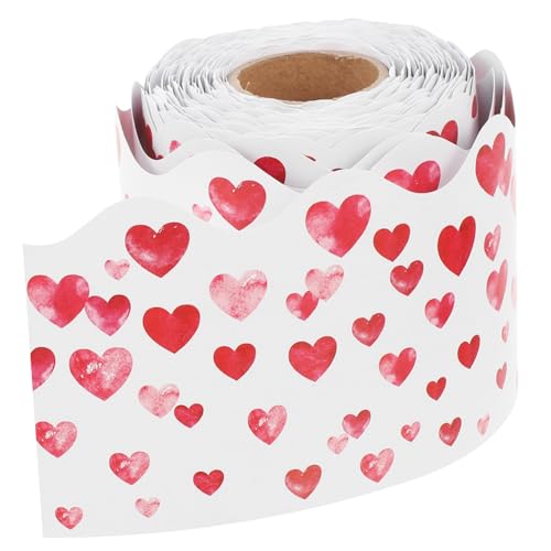 Housoutil 1 Rolle Tafel-rand-aufkleber Pinnwand-grenzen Stichworte Valentinstag Bordgrenzen Helle Pinnwandränder Trimmen Gruß Klassenzimmer-bulletin Mit Herzgrenzen Rot Beschichtetes Papier von Housoutil