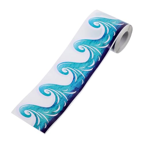 Housoutil 1 Rolle Wasserdichte Rückkleber Aufkleber Blaues Wellenmuster Border Sticker für DIY Projekte für Schulprojekte Basteln und Scrapbooking von Housoutil