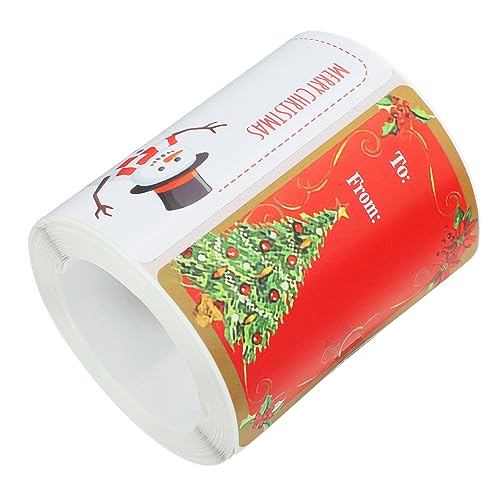 Housoutil 1 Rolle Weihnachtliche Geschenkaufkleber Selbstklebende Beschreibbare Etiketten für Verpackungen Geeignet für Handwerk Partys mit Rechteckigen Siegelstickern Einfach Ablösbar von Housoutil