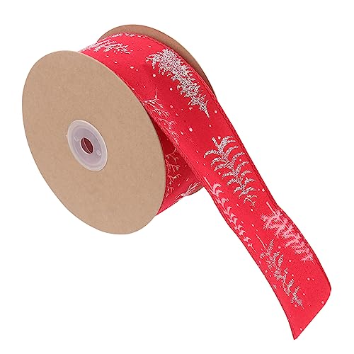 Housoutil 1 Rolle Weihnachtsband Streifen Schneeflocke verdrahtetes Band für Weihnachten Prüfer rotes Band seidenband ribbon bogen zubehör selber machen DIY zubehör für kuchen Schleife von Housoutil