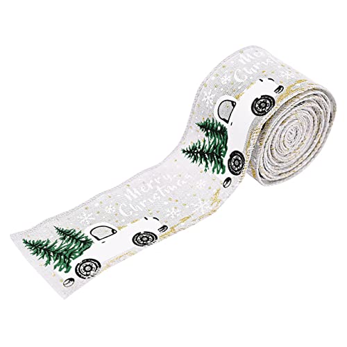 Housoutil 1 Rolle Weihnachtsbaum Dekorationsband Diy Geschenkband für Kreative Weihnachtsdekoration Stilvolles Satinband mit Festlichen Mustern für Autos und Weihnachtsbäume von Housoutil