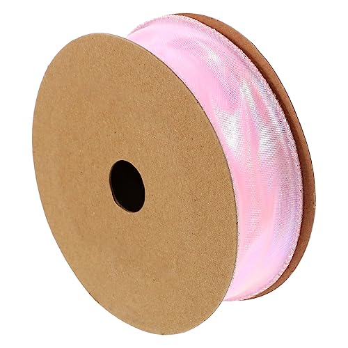 Housoutil 1 Rolle Welliger Garngürtel Gegenwärtig dekoratives Band Klassenband Stoff Schleifenverpackung Vorräte einpacken Geschenkband schneidbares Paketband Polyester Rosa von Housoutil