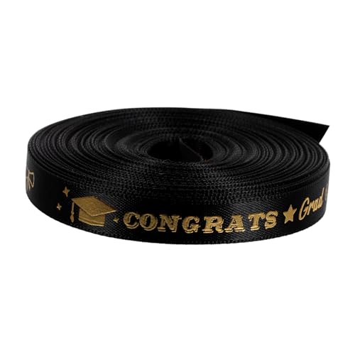 Housoutil 1 Rolle verpackung Band Dekoration Sackleinen Stifte Kränze rosa Schleife Bogen seidenband ribbon verpackungsband Band für die Party Geschenkband verpacken Polyester Black von Housoutil