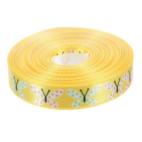 Housoutil 1 Rolle verpackung Band ästhetisch Packband vorhanden Geschenkband Band für Geschenkverpackung Bowknot-Gurt packen Festival-Handwerksband Polyester Yellow von Housoutil