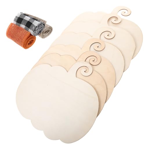 Housoutil 1 Satz Anhänger aus Holzscheiben Kürbis- herbstliche Kürbisdekoration halloween pumpkin haloween pumpkin wohnungsdeko leerer Kürbisausschnitt Halloween -Dekorationen Schleife von Housoutil