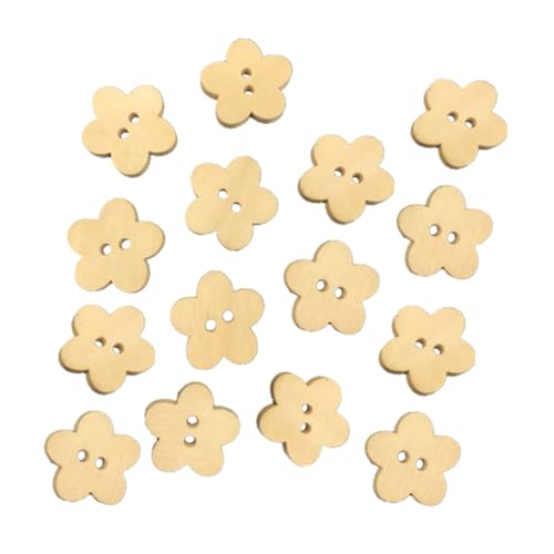 Housoutil 1 Satz Blumenknöpfe Blume Holzknöpfe Nähknöpfe DIY Knöpfe Bambus 100 Stück von Housoutil