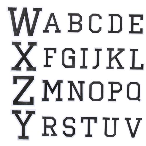Housoutil 1 Satz Brief Stickatch Reparatur Alphabet-aufkleber Applikationen Nähen Patch Flicken Für Kleidung Bügeln Beim Schriftzug Für T-shirts Gestickte Aufnäher Polyester Schwarz 26 Stück von Housoutil