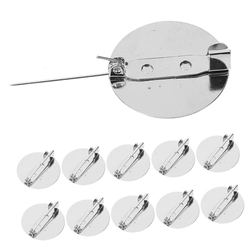 Housoutil 1 Satz Broschenmaterial Schaft Basis Zur Broschenherstellung Brosche Leeres Tablett Stifte Emaille Brosche Zubehör Selber Machen Anstecknadel Flache Tabletts Metall Silber 50 Stück von Housoutil