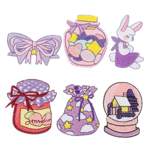 Housoutil 1 Satz Cartoon Stickerei Patches Diy Applikationen Zum Aufnähen Für Kleidung Taschen Hüte Und Mehr Für Projekte Und Gestaltung 6 Stück von Housoutil
