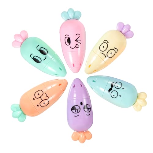 Housoutil 1 Satz Cartoon-textmarker Bunte Stifte Pastell-textmarker Textmarker Für Schüler Mini Klassenzimmer Notizen-marker Markierungen Süße Stifte Schreibwaren Plastik 6 Stück von Housoutil