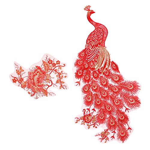 Housoutil 1 Satz Chic Cheongsam Patches Rote Stickerei Applikationen Für Kleidung Zum Aufbügeln Dekorative Stoffaufnäher Für Designs 2 Stück von Housoutil