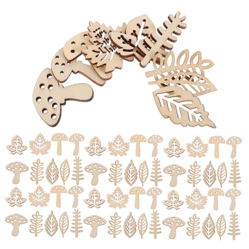 Housoutil 1 Satz DIY liefert schmücken Scheibe Stecklinge geformt Ausschnitte für weihnachtsdeko dekoration weihnachten Heimdekoration Dekorationen decor unfertige Holzspäne DIY - Khaki von Housoutil
