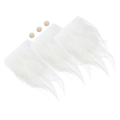Housoutil 1 Satz Diy Gnome Beard Flauschiger Wichtelbart mit Holzperlen für Bastelprojekte für Weihnachtsfeiern und Festliche Dekorationen Weiße und Holzperlen von Housoutil