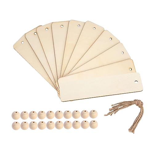 Housoutil 1 Satz Diy Lesezeichen aus Holz Leere Holzperlen Juteschnur für Personalisierte Bastelprojekte und Kreative Dekorationen für Hochzeiten Geburtstage von Housoutil