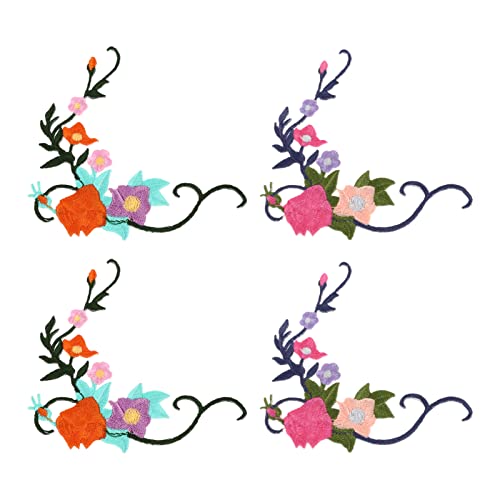 Housoutil 1 Satz Diy Patches Mit Blumenstickerei Applikationen Für Kleidung Vielseitige Dekoration Für Handarbeiten Und Reparaturen Orange 4 Stück von Housoutil