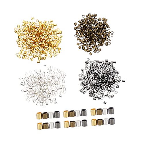 Housoutil 1 Satz Diy Schmuckzubehör Quetschperlen Und Rohrperlen Gold Schwarz Silber Und Antik Bronze Für Armbänder Schlüsselanhänger Und Bastelprojekte 2000 Stück von Housoutil